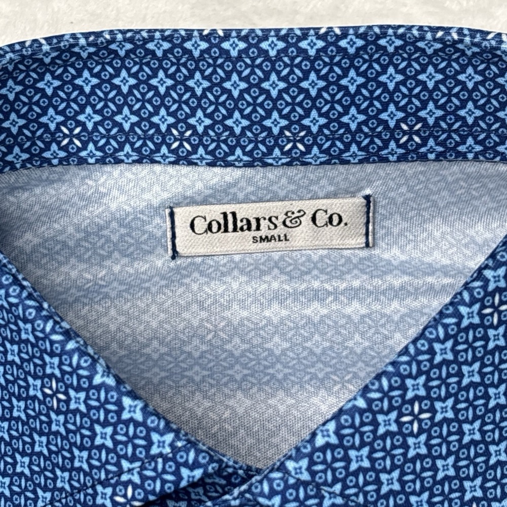 Collars and Co NWT Semi-Spread Collar Polo Lattice Blue - Size Small - Picture 6 of 7